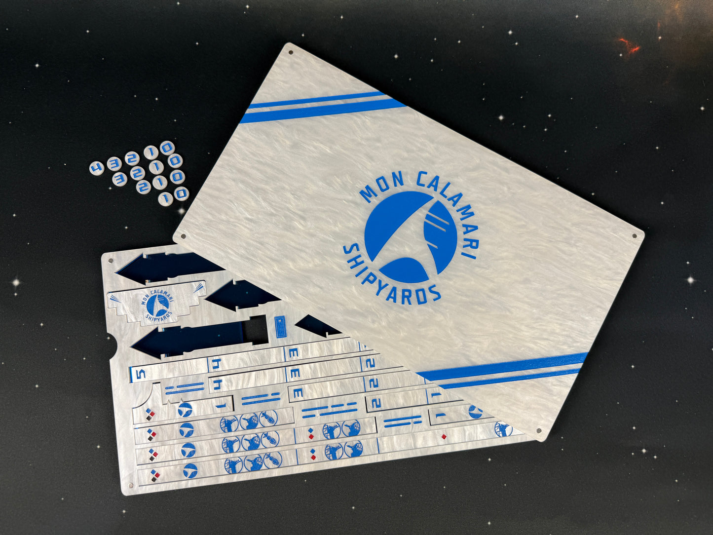 Tater Pearl Edition Armada Template Tray, Ruler Set, and Inserts