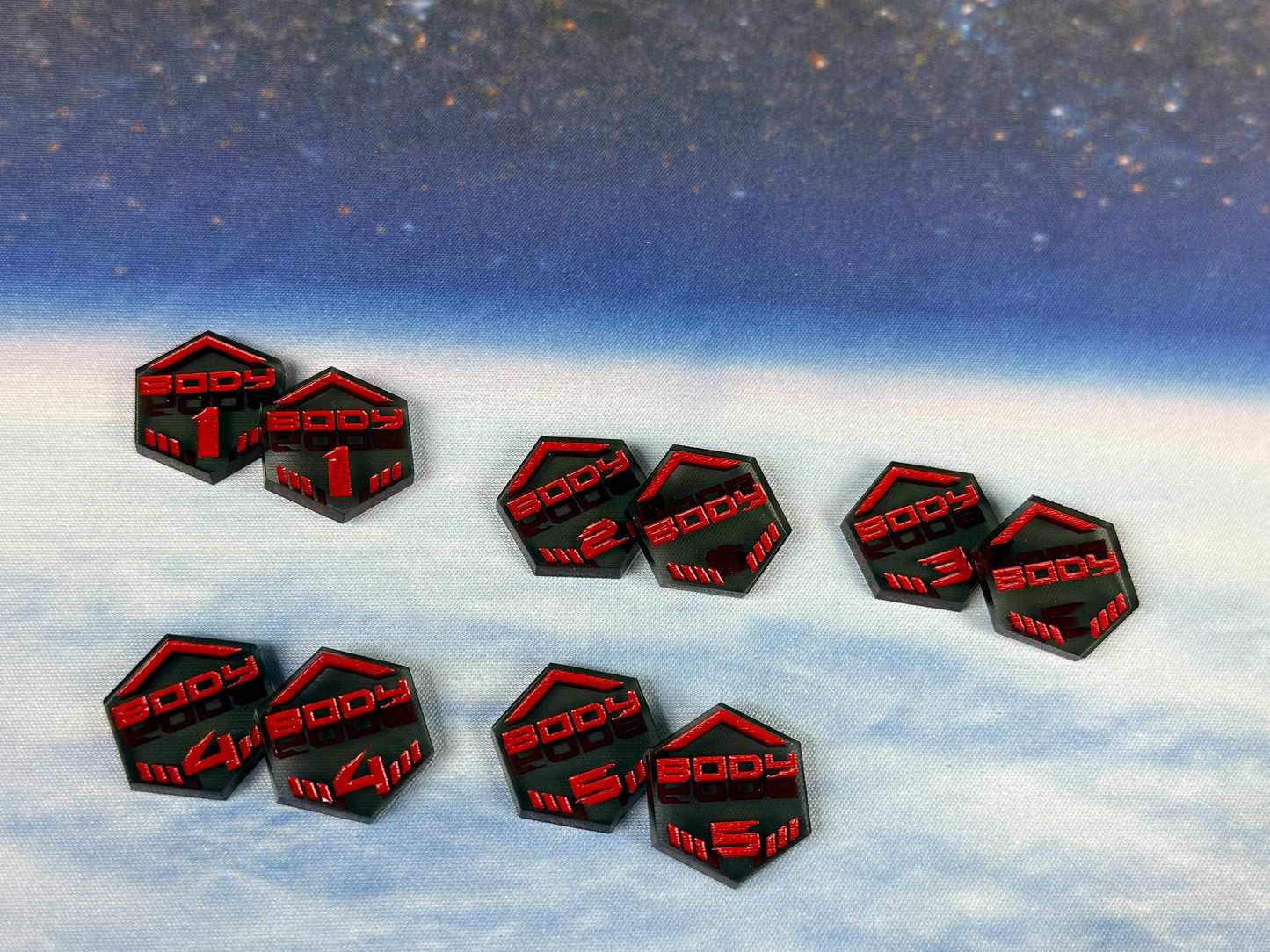 Body Marker Tokens: numbered 1-5, Set of 10