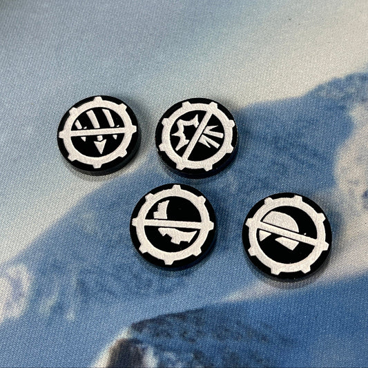 Raid Command Tokens GEARED outline - Set of 4