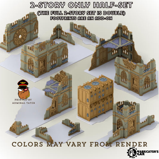 11th Edition Gothic Ruined City Terrain Set - Folding Sci-Fi Wargame Scenery - High Durability PLA+ 2.0 Tabletop Ruins