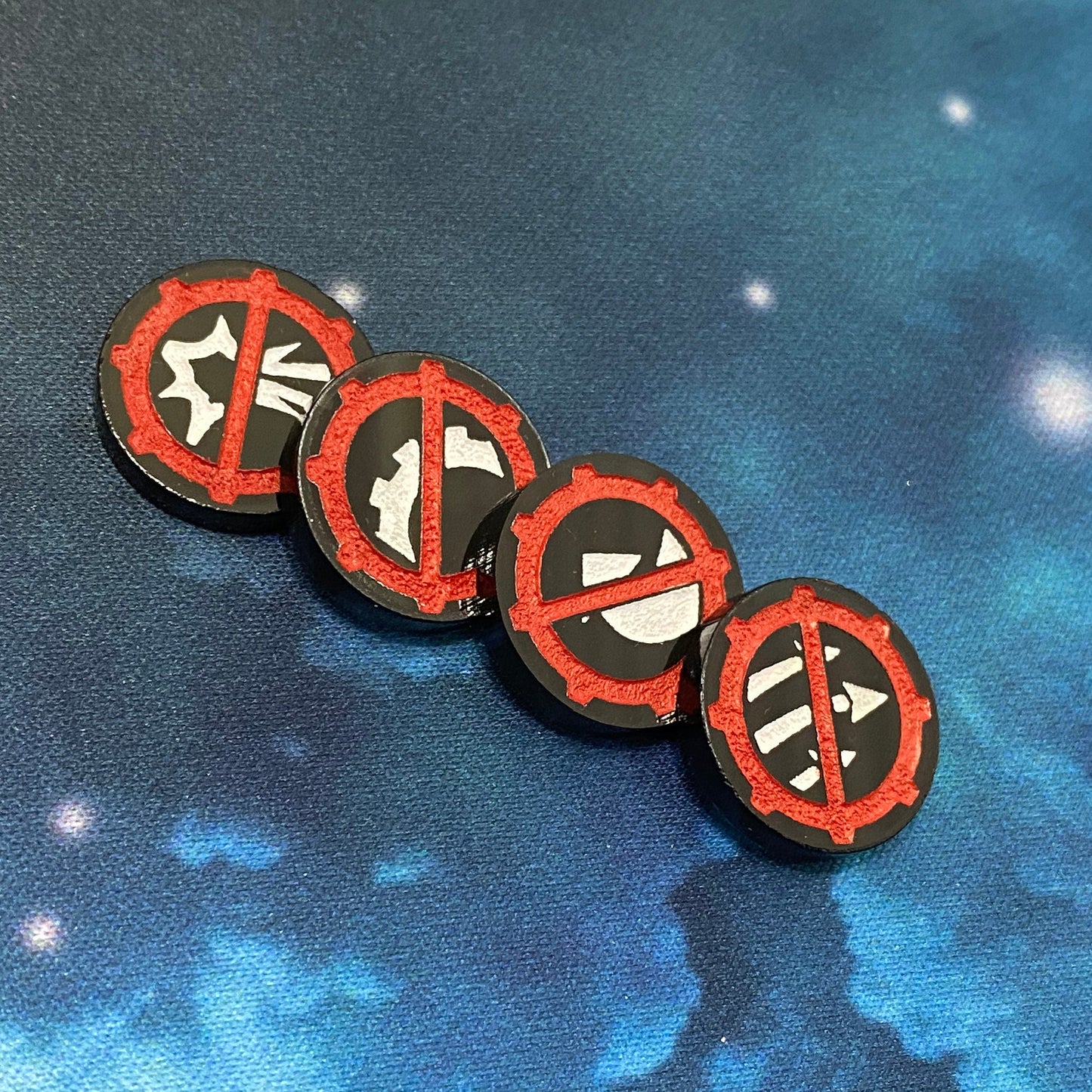 Raid Command Tokens GEARED outline - Set of 4