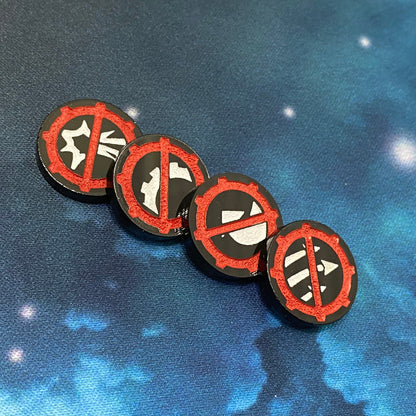 Raid Command Tokens GEARED outline - Set of 4