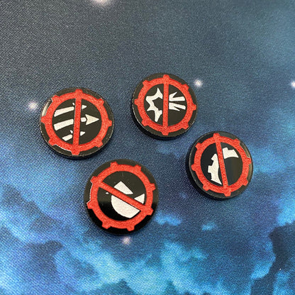 Raid Command Tokens GEARED outline - Set of 4