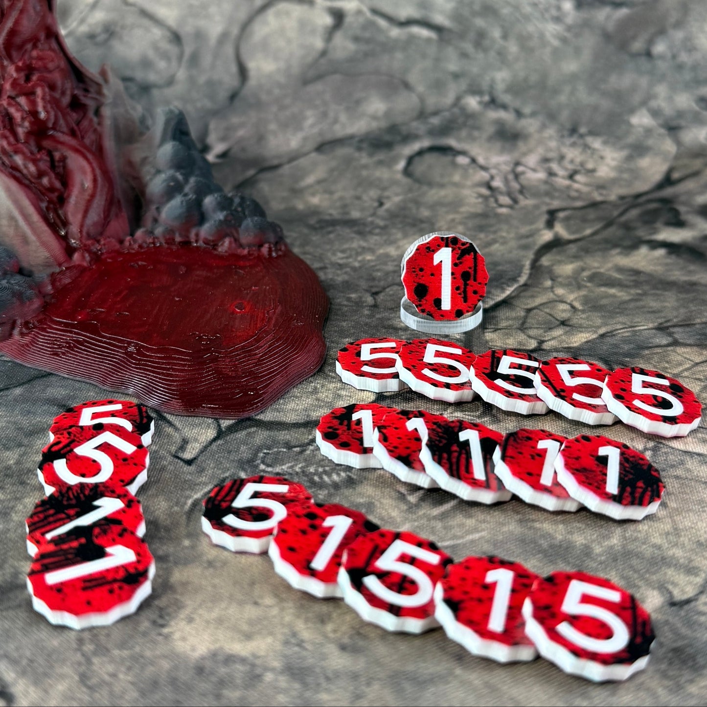 Officially Licensed Malediction | Acrylic Damage Token Set - double-sided - 1 & 5