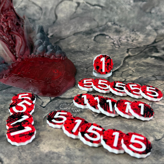 Officially Licensed Malediction | Acrylic Damage Token Set - double-sided - 1 & 5