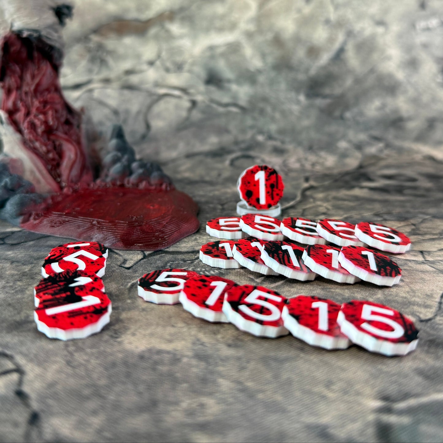 Officially Licensed Malediction | Acrylic Damage Token Set - double-sided - 1 & 5