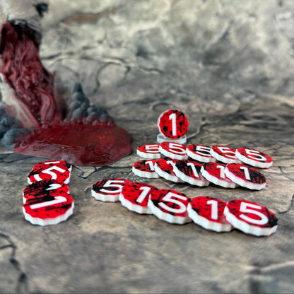Officially Licensed Malediction | Acrylic Damage Token Set - double-sided - 1 & 5