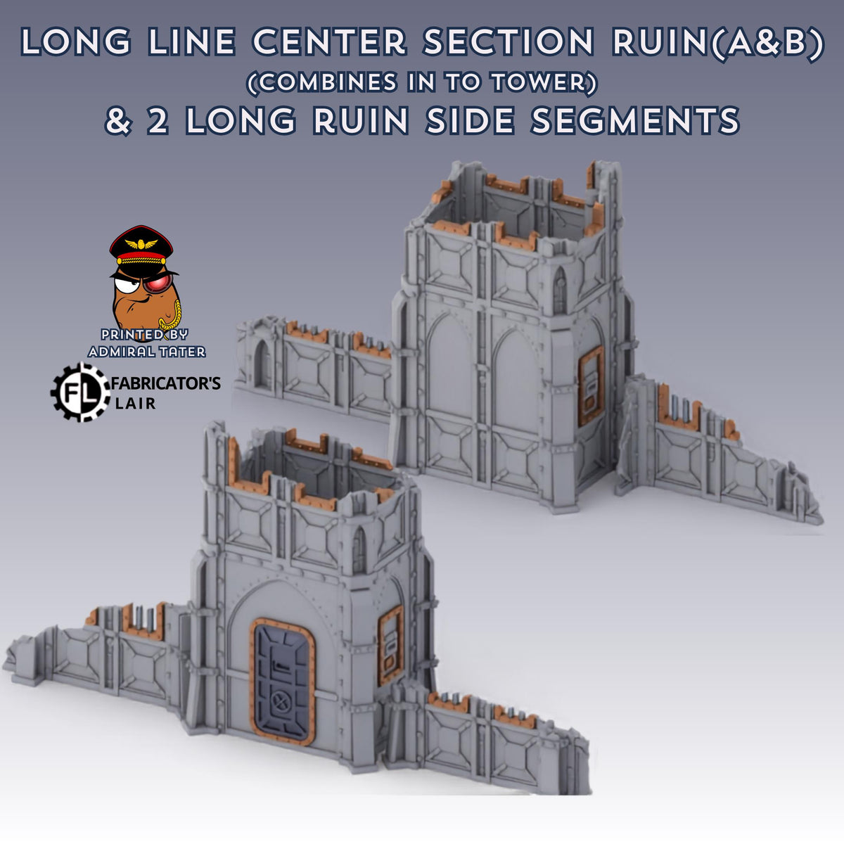 11th Edition Armored Fortress Ruins Terrain Set - Folding Sci-Fi Wargame Scenery - High Durability PLA+ 2.0 Tabletop Ruins