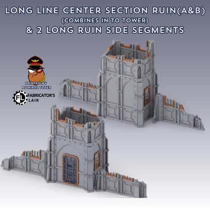 11th Edition Armored Fortress Ruins Terrain Set - Folding Sci-Fi Wargame Scenery - High Durability PLA+ 2.0 Tabletop Ruins