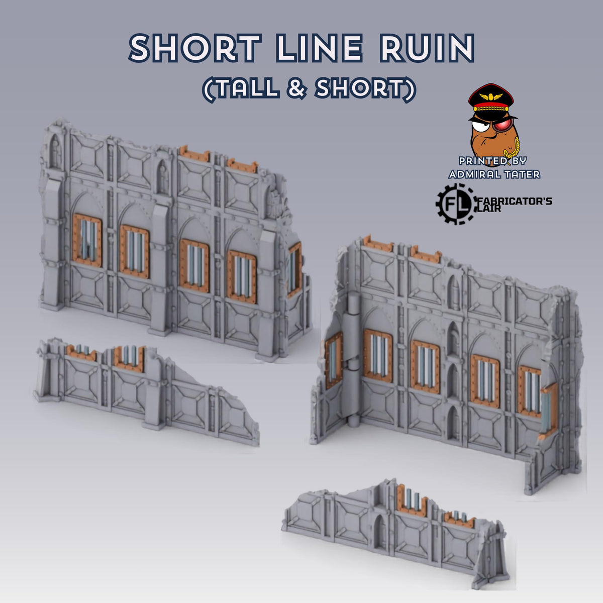 11th Edition Armored Fortress Ruins Terrain Set - Folding Sci-Fi Wargame Scenery - High Durability PLA+ 2.0 Tabletop Ruins