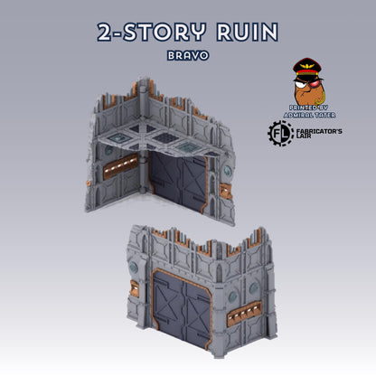 11th Edition Armored Fortress Ruins Terrain Set - Folding Sci-Fi Wargame Scenery - High Durability PLA+ 2.0 Tabletop Ruins