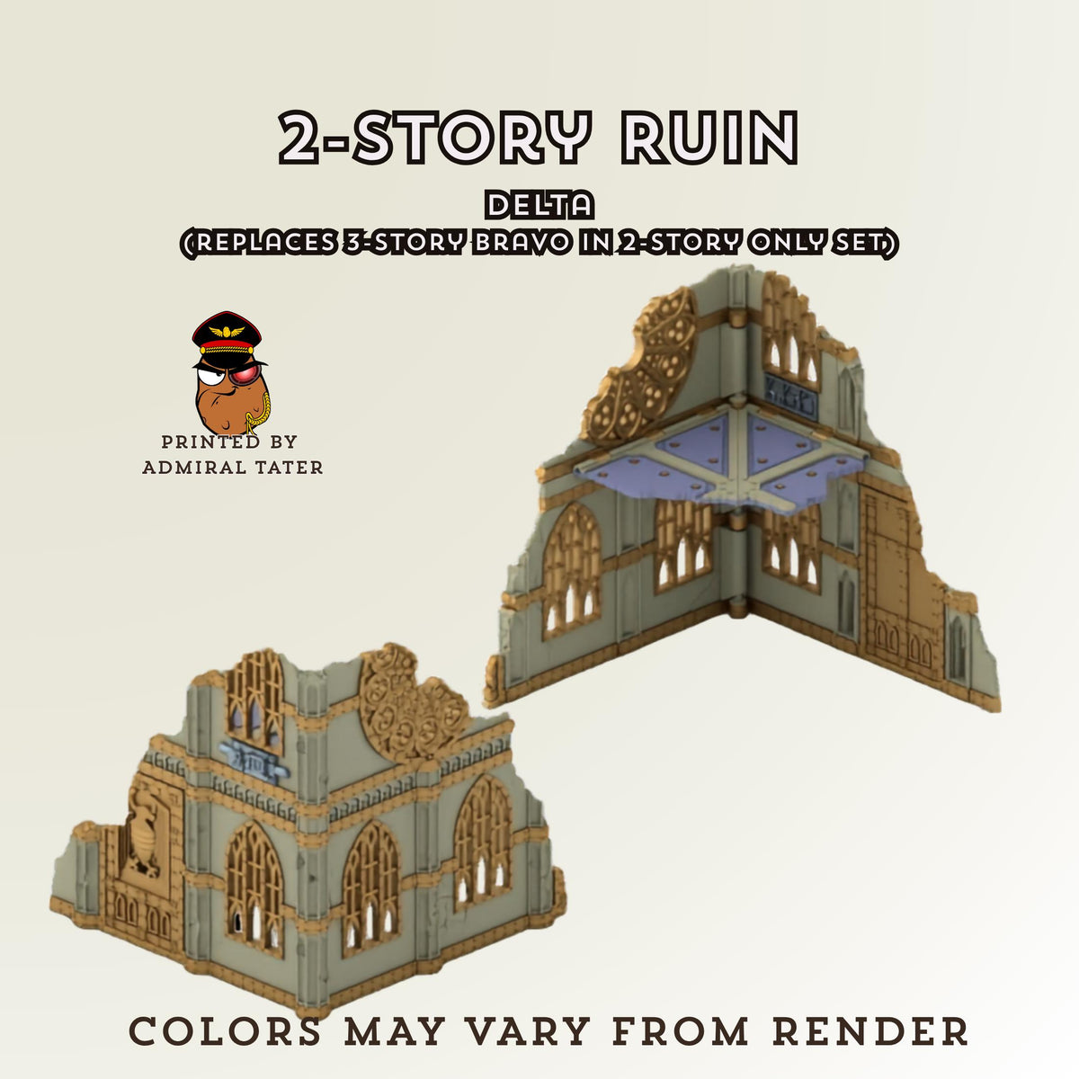11th Edition Gothic Ruined City Terrain Set - Folding Sci-Fi Wargame Scenery - High Durability PLA+ 2.0 Tabletop Ruins