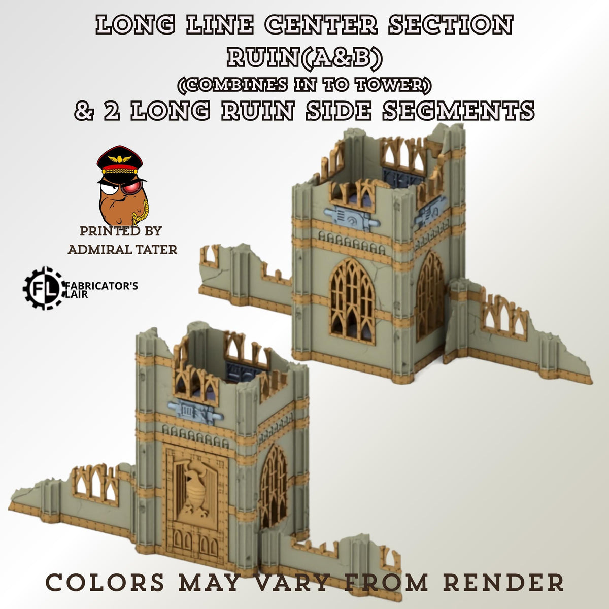 11th Edition Gothic Ruined City Terrain Set - Folding Sci-Fi Wargame Scenery - High Durability PLA+ 2.0 Tabletop Ruins