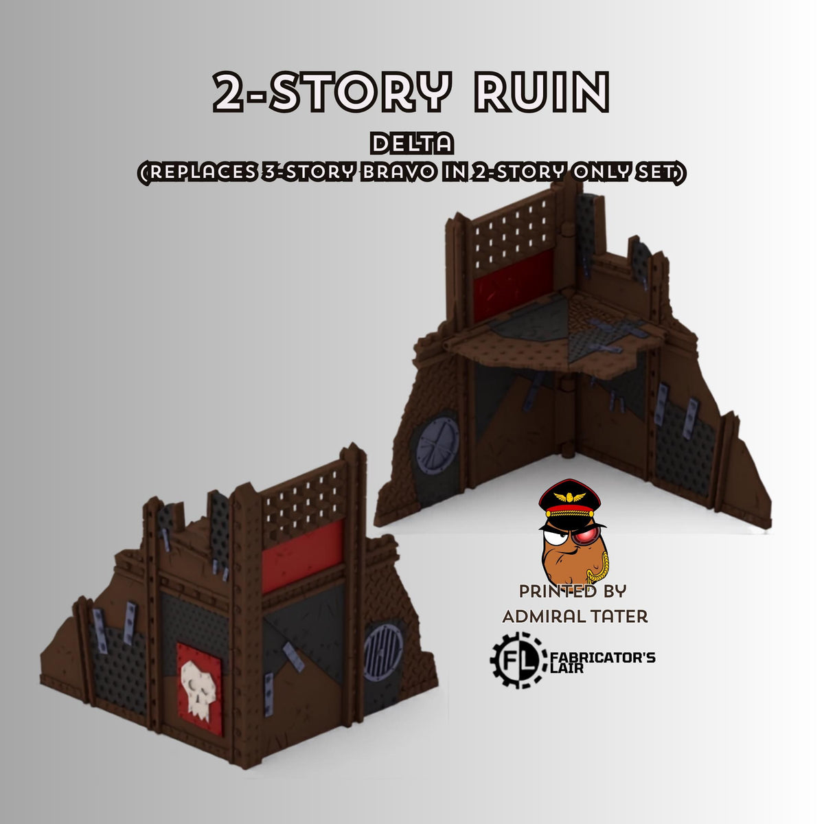 11th Edition Greenskin Scrap Ruins Terrain Set - Folding Sci-Fi Wargame Scenery - High Durability PLA+ 2.0 Tabletop Ruins