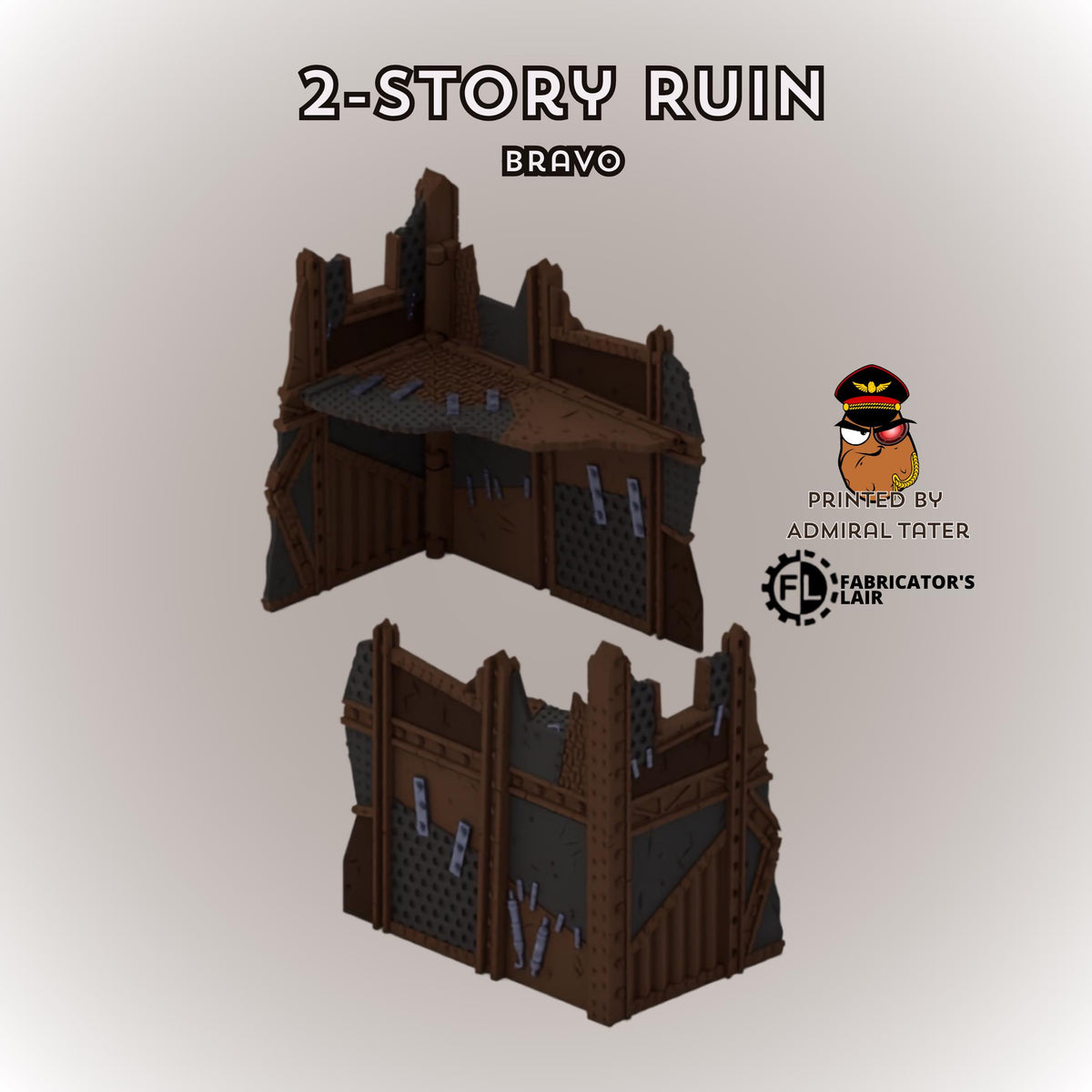 11th Edition Greenskin Scrap Ruins Terrain Set - Folding Sci-Fi Wargame Scenery - High Durability PLA+ 2.0 Tabletop Ruins