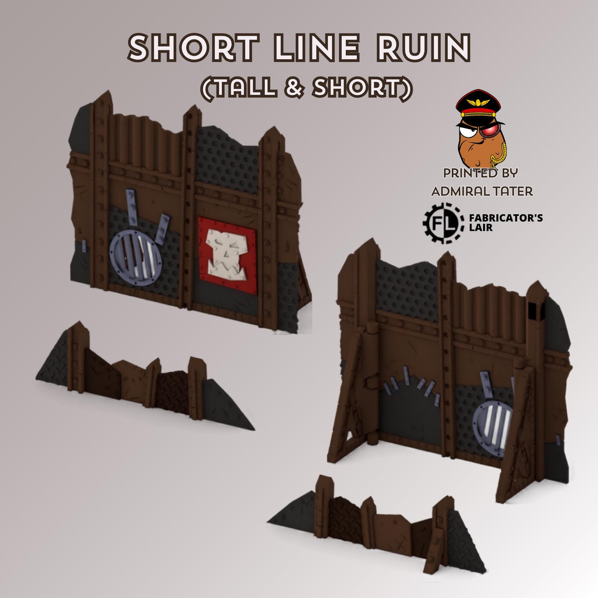 11th Edition Greenskin Scrap Ruins Terrain Set - Folding Sci-Fi Wargame Scenery - High Durability PLA+ 2.0 Tabletop Ruins