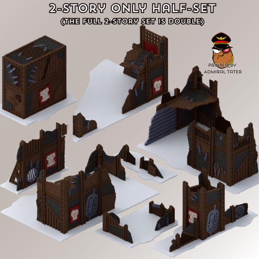 11th Edition Greenskin Scrap Ruins Terrain Set - Folding Sci-Fi Wargame Scenery - High Durability PLA+ 2.0 Tabletop Ruins