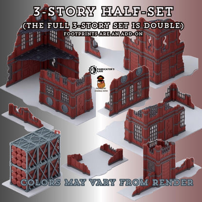 11th Edition Industrial Ruins Terrain Set - Folding Sci-Fi Wargame Scenery - High Durability PLA+ 2.0 Tabletop Ruins