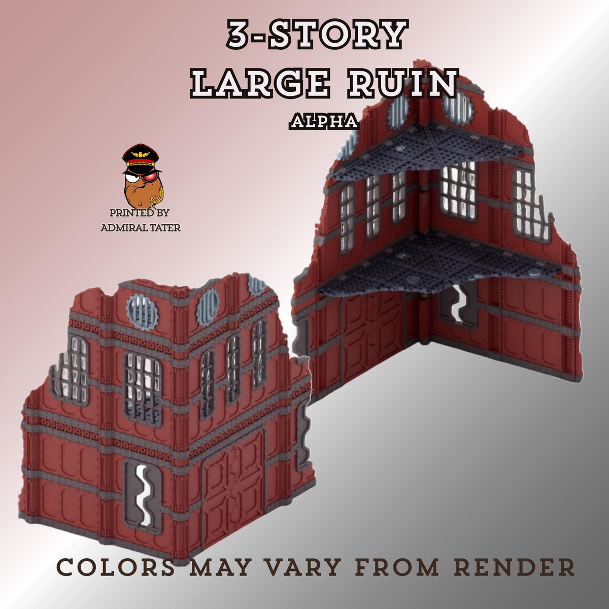 11th Edition Industrial Ruins Terrain Set - Folding Sci-Fi Wargame Scenery - High Durability PLA+ 2.0 Tabletop Ruins