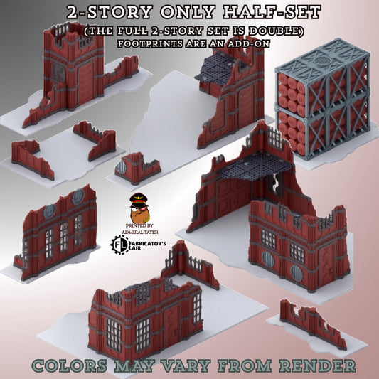 11th Edition Industrial Ruins Terrain Set - Folding Sci-Fi Wargame Scenery - High Durability PLA+ 2.0 Tabletop Ruins