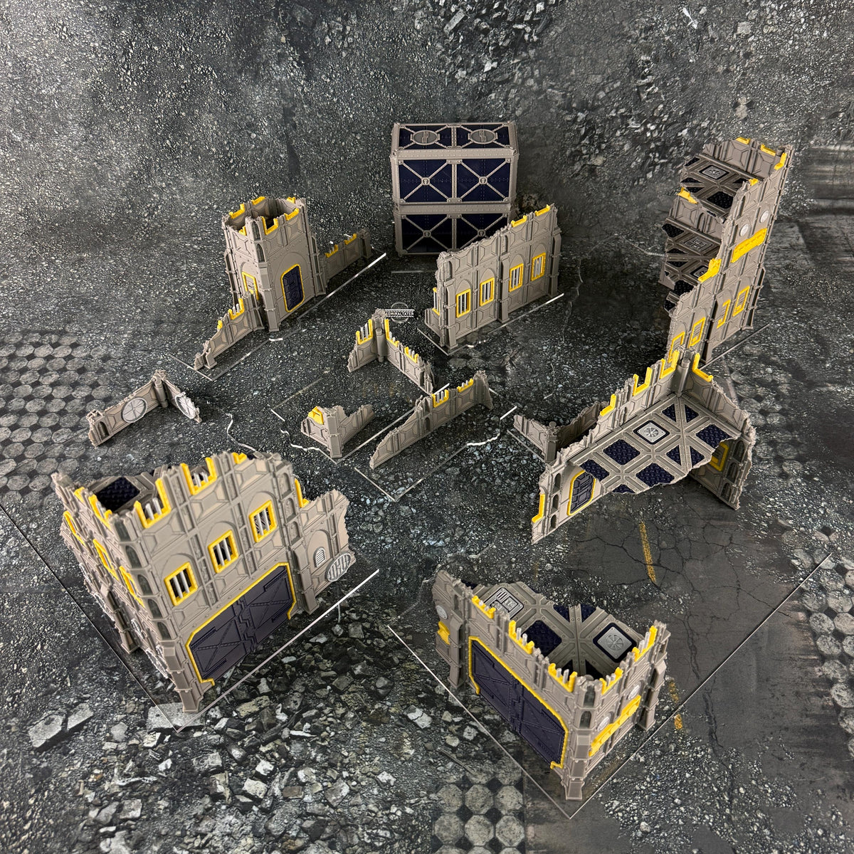 11th Edition Armored Fortress Ruins Terrain Set - Folding Sci-Fi Wargame Scenery - High Durability PLA+ 2.0 Tabletop Ruins