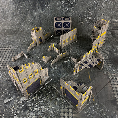 11th Edition Armored Fortress Ruins Terrain Set - Folding Sci-Fi Wargame Scenery - High Durability PLA+ 2.0 Tabletop Ruins