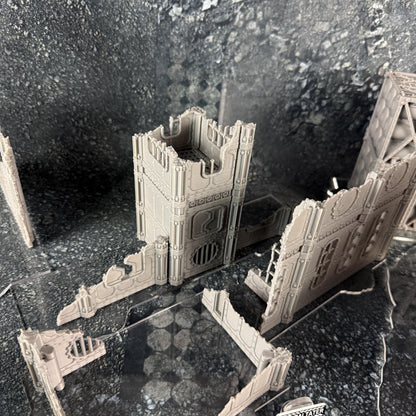 11th Edition Industrial Ruins Terrain Set - Folding Sci-Fi Wargame Scenery - High Durability PLA+ 2.0 Tabletop Ruins
