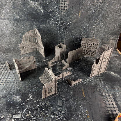11th Edition Industrial Ruins Terrain Set - Folding Sci-Fi Wargame Scenery - High Durability PLA+ 2.0 Tabletop Ruins