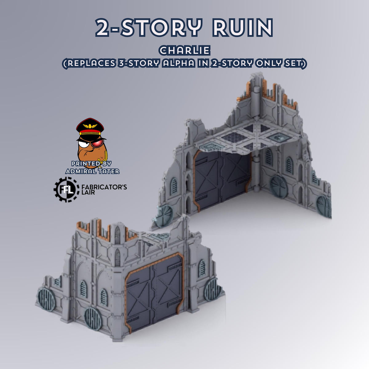 11th Edition Armored Fortress Ruins Terrain Set - Folding Sci-Fi Wargame Scenery - High Durability PLA+ 2.0 Tabletop Ruins
