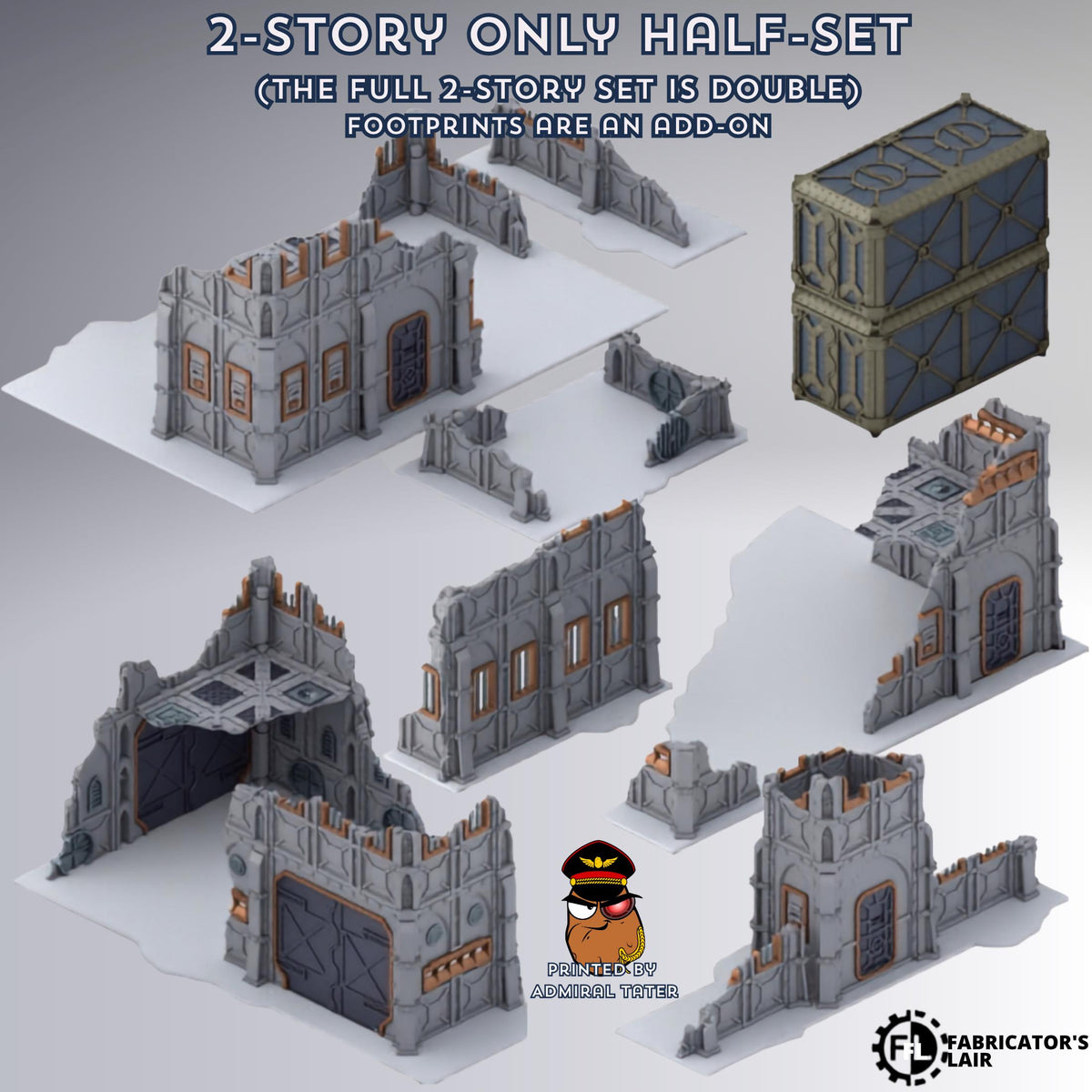 11th Edition Armored Fortress Ruins Terrain Set - Folding Sci-Fi Wargame Scenery - High Durability PLA+ 2.0 Tabletop Ruins