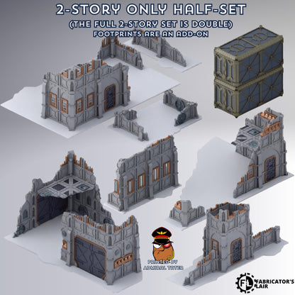 11th Edition Armored Fortress Ruins Terrain Set - Folding Sci-Fi Wargame Scenery - High Durability PLA+ 2.0 Tabletop Ruins