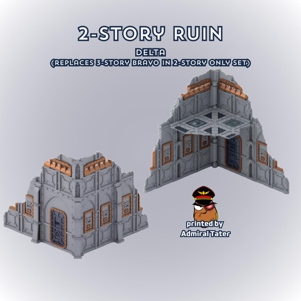 11th Edition Armored Fortress Ruins Terrain Set - Folding Sci-Fi Wargame Scenery - High Durability PLA+ 2.0 Tabletop Ruins