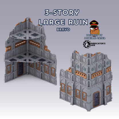 11th Edition Armored Fortress Ruins Terrain Set - Folding Sci-Fi Wargame Scenery - High Durability PLA+ 2.0 Tabletop Ruins