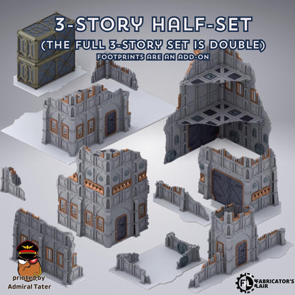 11th Edition Armored Fortress Ruins Terrain Set - Folding Sci-Fi Wargame Scenery - High Durability PLA+ 2.0 Tabletop Ruins