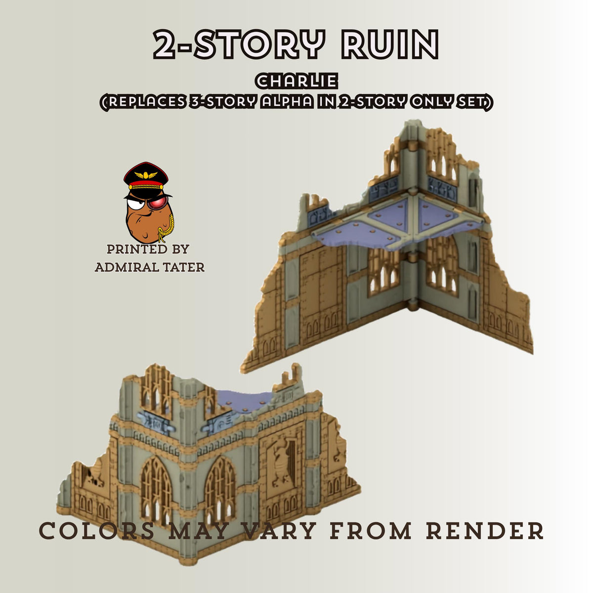 11th Edition Gothic Ruined City Terrain Set - Folding Sci-Fi Wargame Scenery - High Durability PLA+ 2.0 Tabletop Ruins