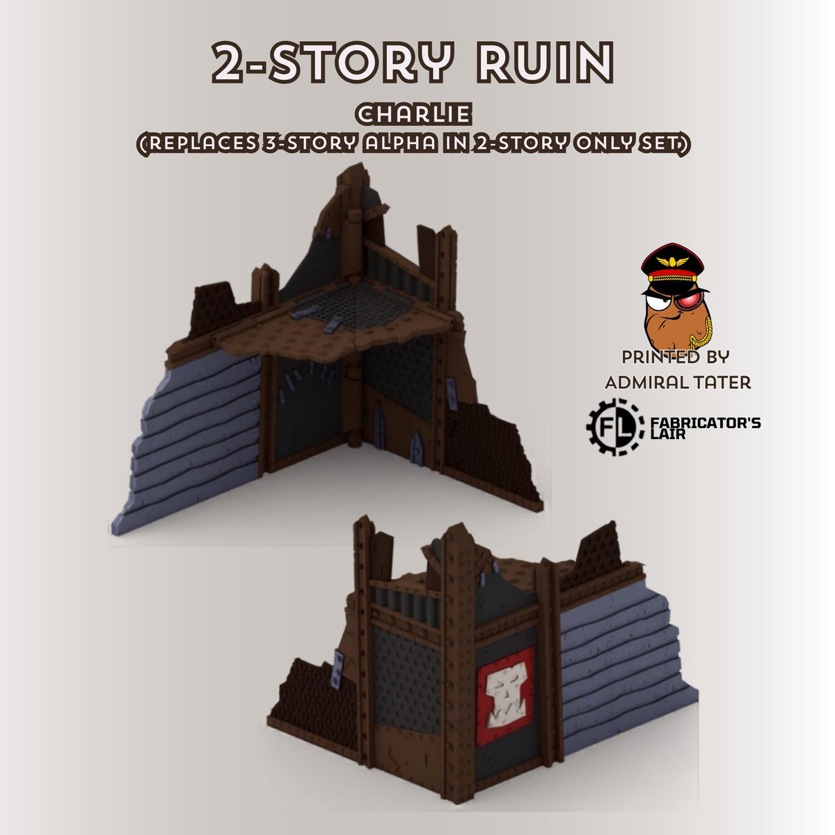 11th Edition Greenskin Scrap Ruins Terrain Set - Folding Sci-Fi Wargame Scenery - High Durability PLA+ 2.0 Tabletop Ruins