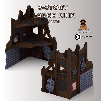 11th Edition Greenskin Scrap Ruins Terrain Set - Folding Sci-Fi Wargame Scenery - High Durability PLA+ 2.0 Tabletop Ruins