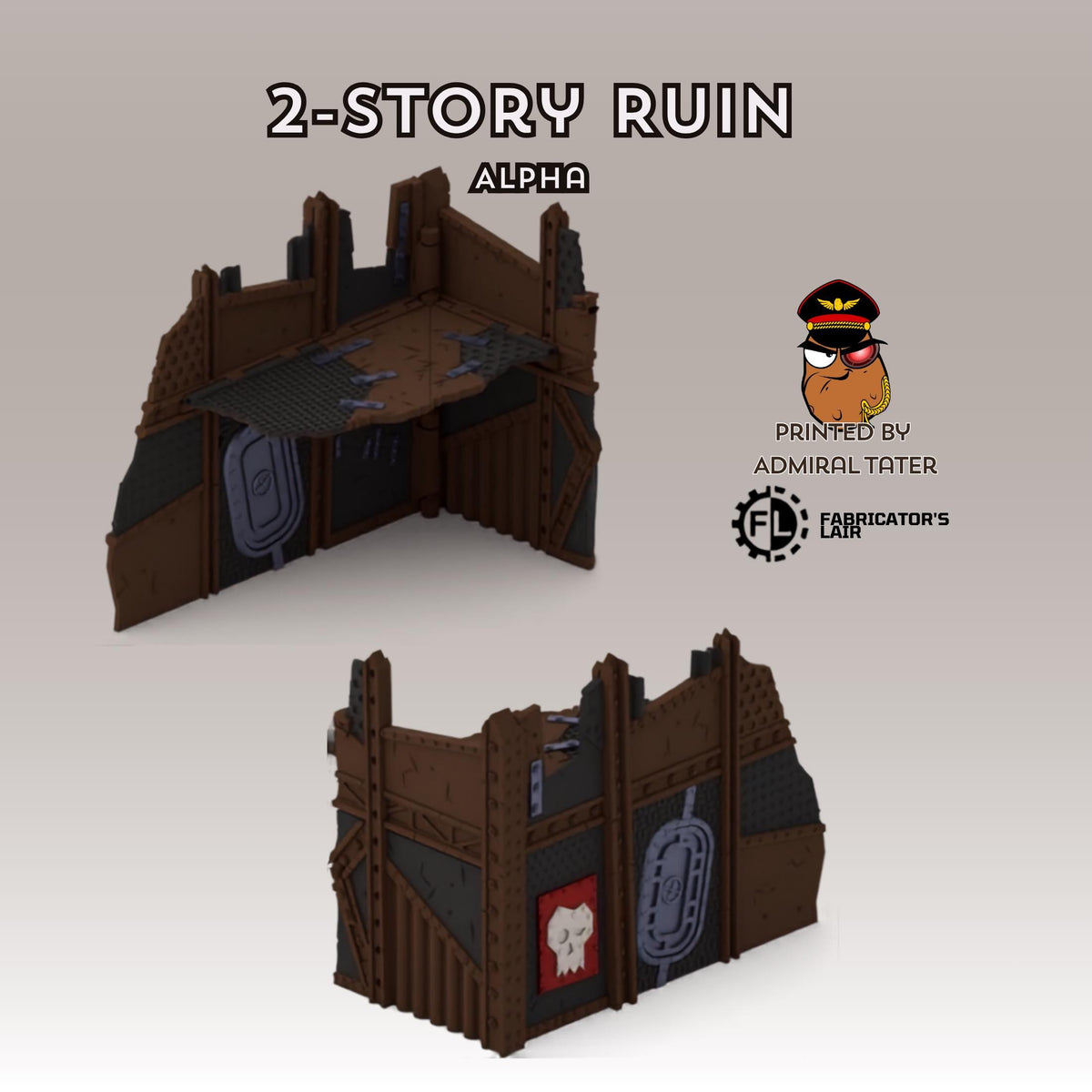 11th Edition Greenskin Scrap Ruins Terrain Set - Folding Sci-Fi Wargame Scenery - High Durability PLA+ 2.0 Tabletop Ruins