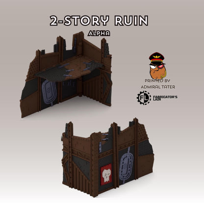 11th Edition Greenskin Scrap Ruins Terrain Set - Folding Sci-Fi Wargame Scenery - High Durability PLA+ 2.0 Tabletop Ruins