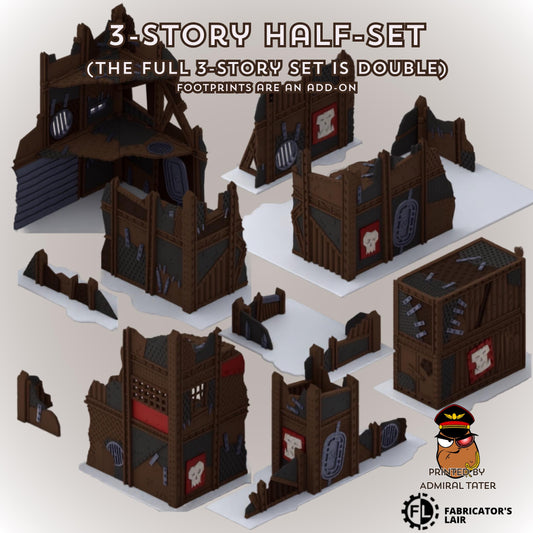 11th Edition Greenskin Scrap Ruins Terrain Set - Folding Sci-Fi Wargame Scenery - High Durability PLA+ 2.0 Tabletop Ruins
