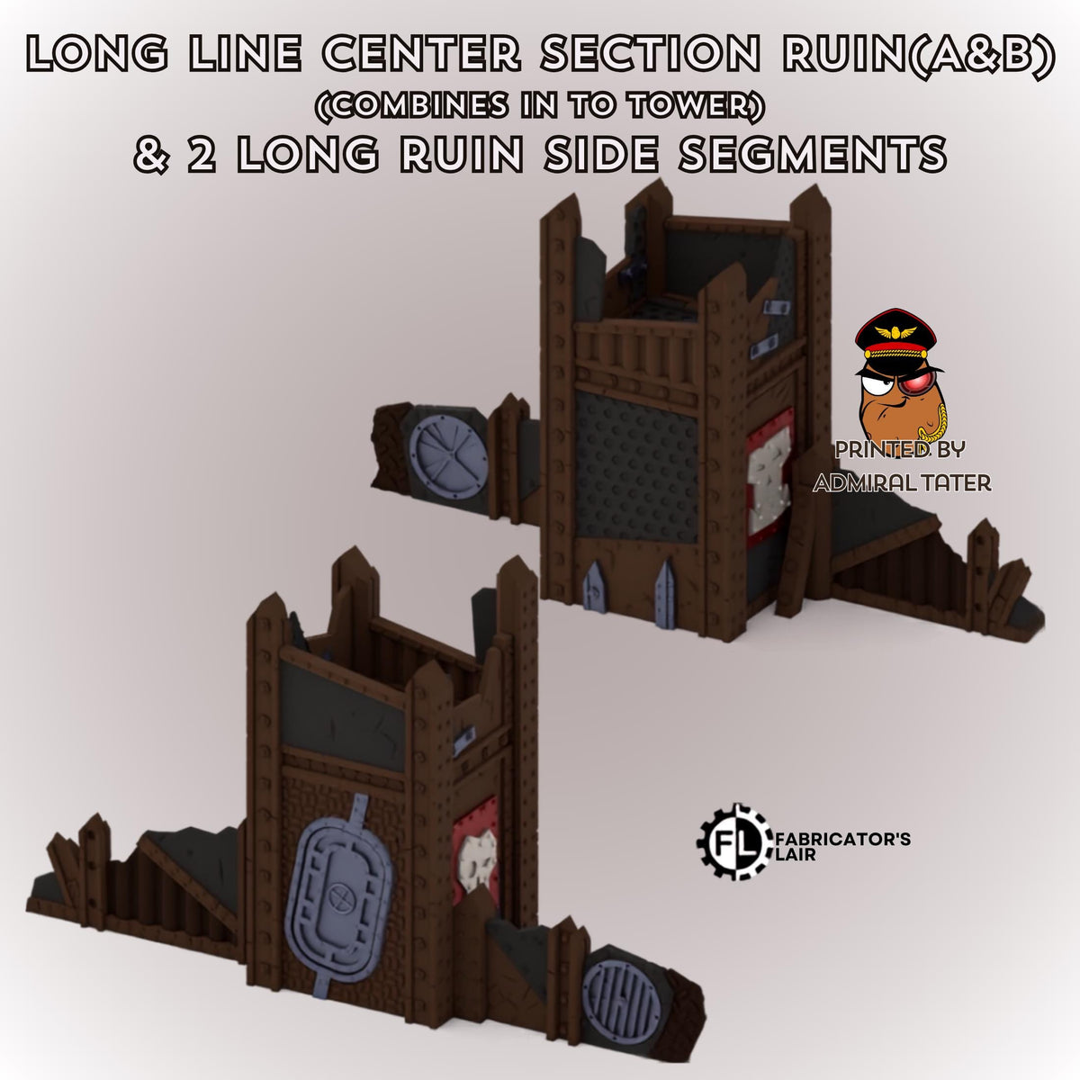 11th Edition Greenskin Scrap Ruins Terrain Set - Folding Sci-Fi Wargame Scenery - High Durability PLA+ 2.0 Tabletop Ruins