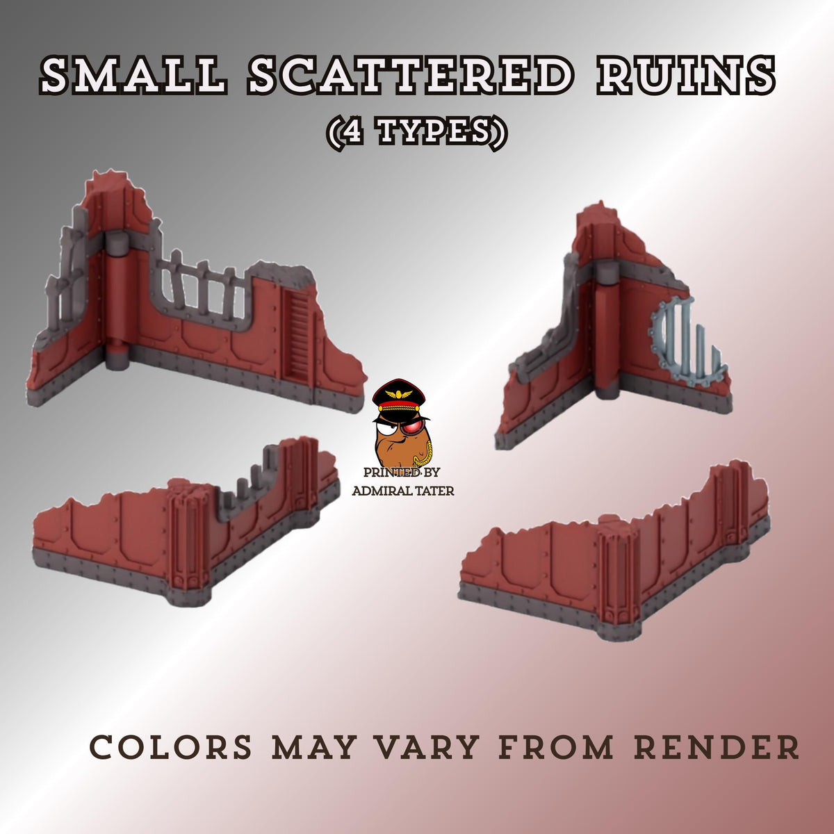 11th Edition Industrial Ruins Terrain Set - Folding Sci-Fi Wargame Scenery - High Durability PLA+ 2.0 Tabletop Ruins