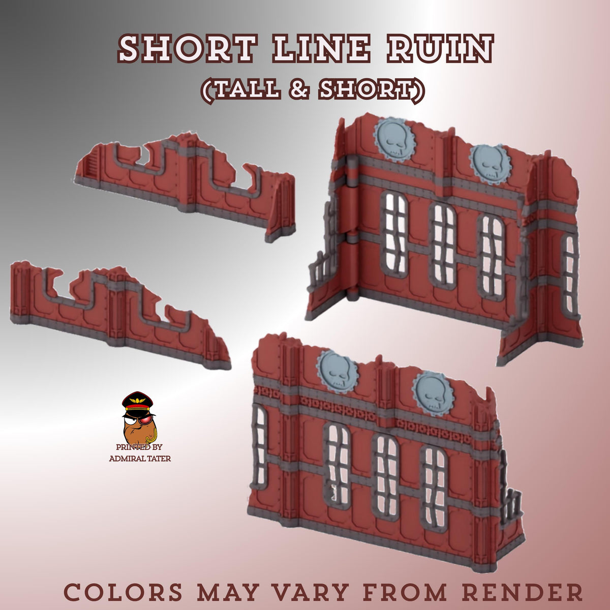 11th Edition Industrial Ruins Terrain Set - Folding Sci-Fi Wargame Scenery - High Durability PLA+ 2.0 Tabletop Ruins