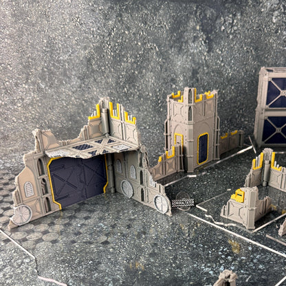 11th Edition Armored Fortress Ruins Terrain Set - Folding Sci-Fi Wargame Scenery - High Durability PLA+ 2.0 Tabletop Ruins