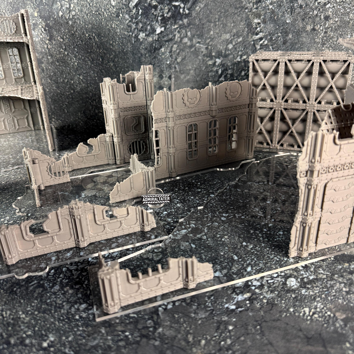 11th Edition Industrial Ruins Terrain Set - Folding Sci-Fi Wargame Scenery - High Durability PLA+ 2.0 Tabletop Ruins